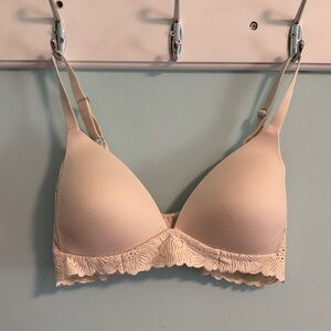 Aerie Cream Floral Lace Bra